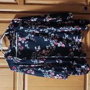 LOFT Black Floral Kimono (Short)